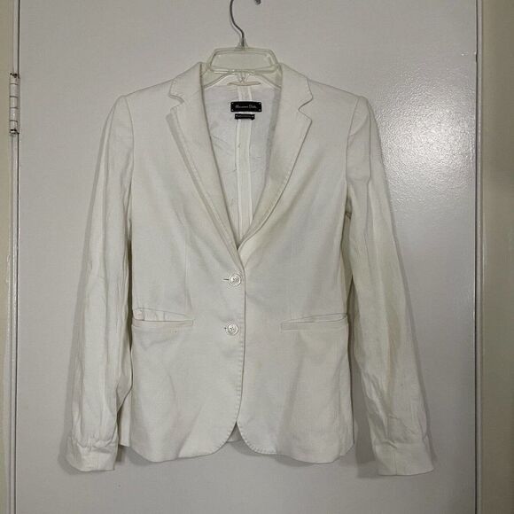Massimo Dutti white ivory tweed knit lightweight blazer jacket size US 2 - Picture 1 of 8